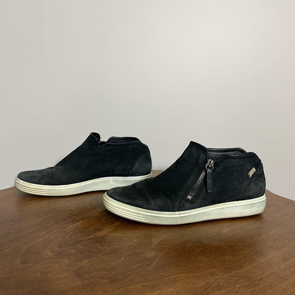 Ecco Black Sneakers with White Soles